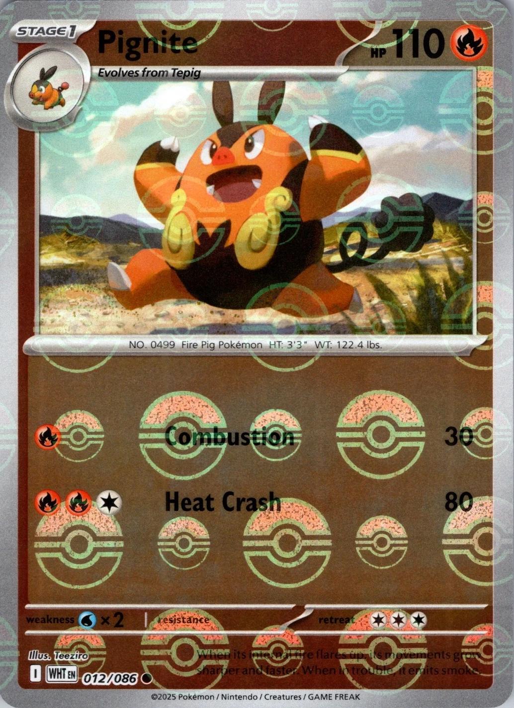 White Flare Pignite [Poke-Ball] Pokémon card